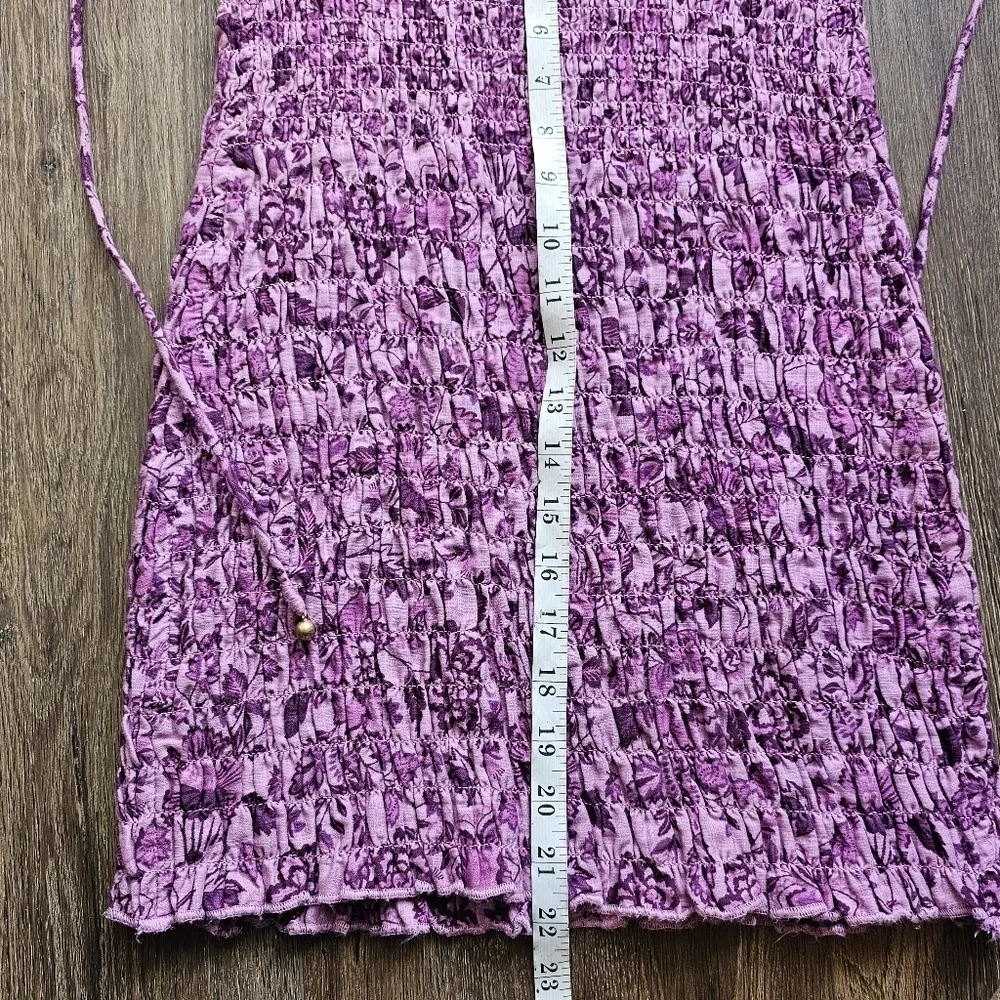 Free People Smock It to Me Mini Dress Sz XS Purple Floral Boho, Whimsycore,